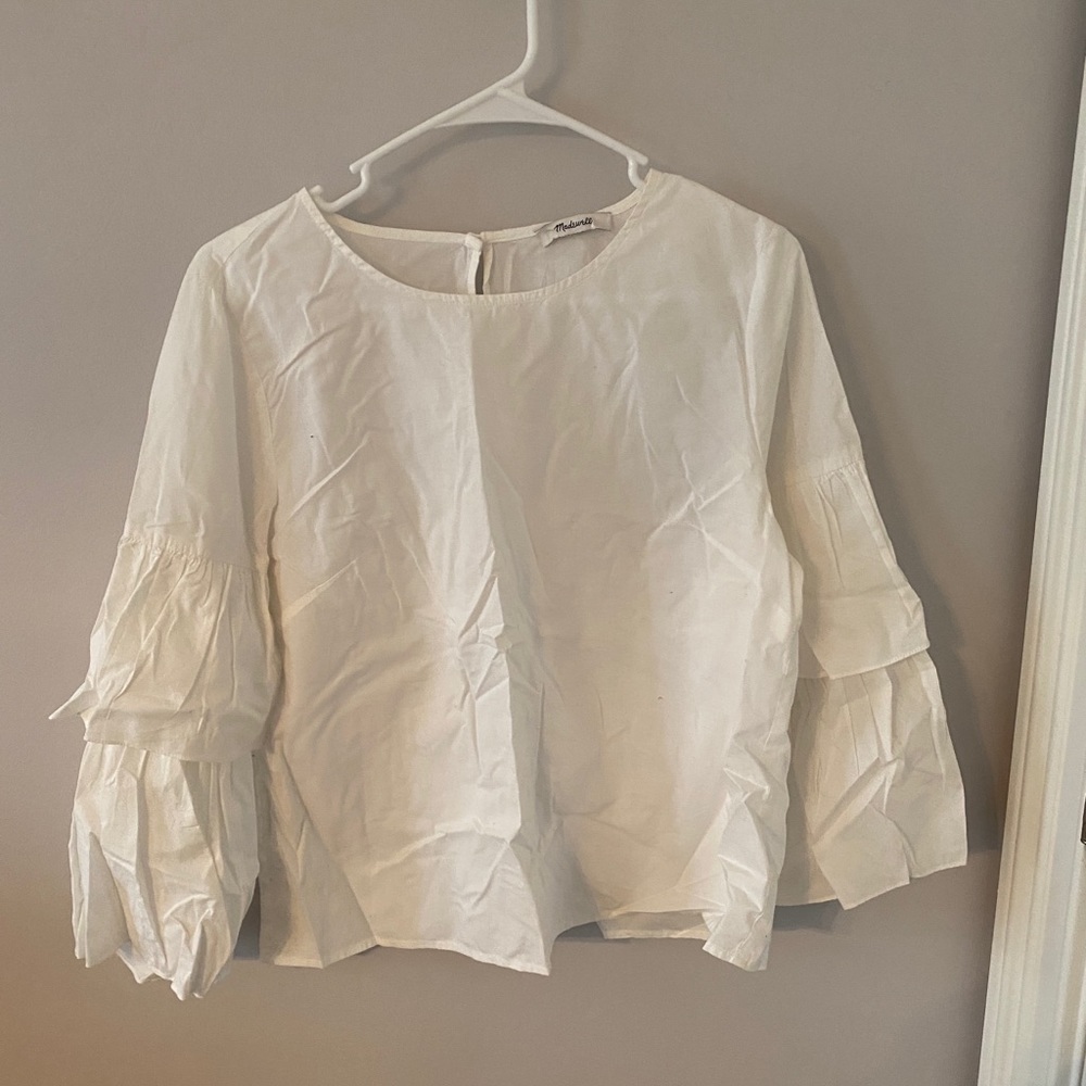 Madewell white blouse top layered sleeves medium